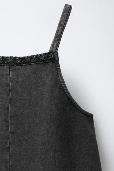 WASHED EFFECT LACE TRIM PLAYSUIT - Anthracite grey by Zara - Image 2