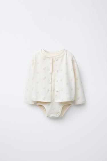PACK BODY Y CHAQUETA ESTAMPADO POINTELLE - Blanco roto de Zara