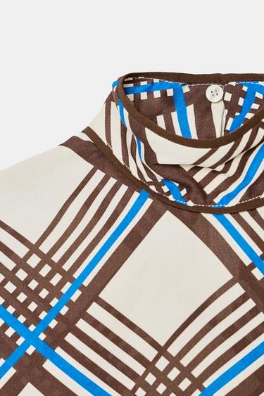 CHECK SHIRT WITH HIGH NECK - Multicoloured by Zara - Image 7