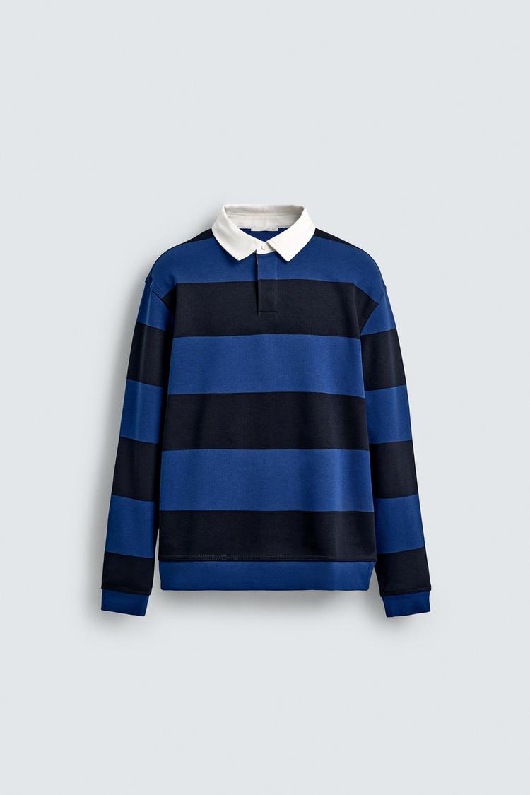 ZARA RUGBY SHIRT WITH CONTRAST COLLAR