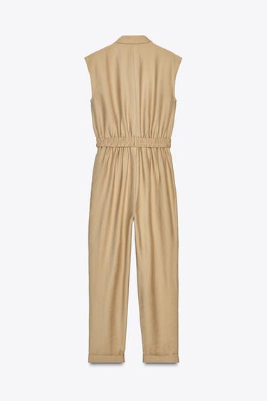 SLEEVELESS JUMPSUIT WITH BELT - camel by Zara - Image 6