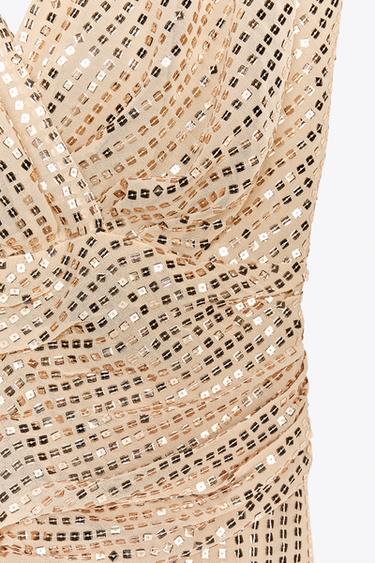 SEQUINNED MIDI DRESS - Gold by Zara - Image 9