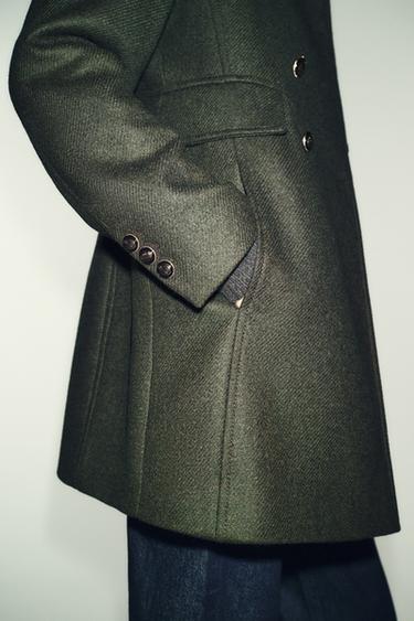 MANTEAU À BOUTONNAGE CROISÉ AVEC LAINE - Kaki de Zara - Image 2