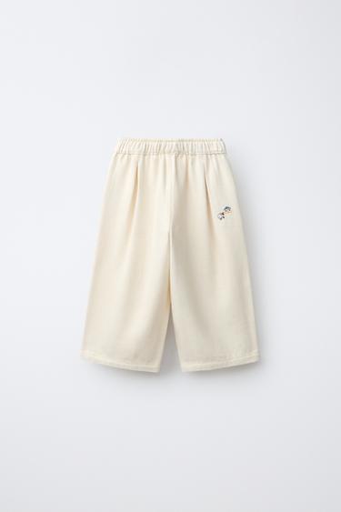 COZY EMBROIDERED BAGGY PANTS — Ecru 2