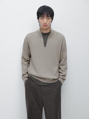 Zara Mock neck knit sweater with zip - Dark salmon