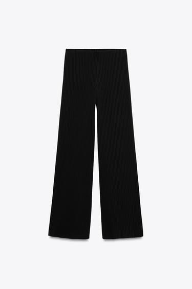 Zara RIBBED PANTS - Black
