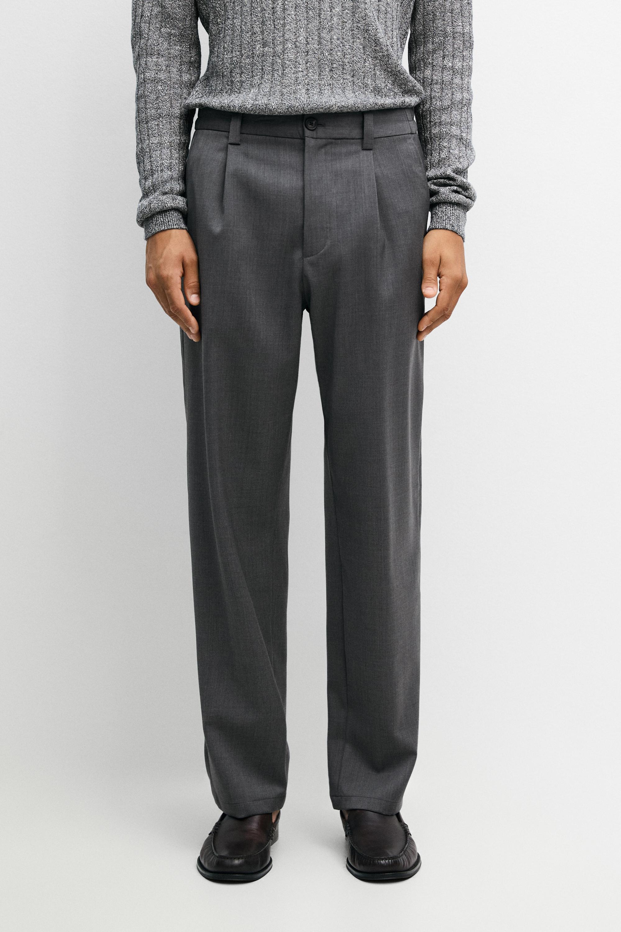 100% wool straight-leg pants — Gray