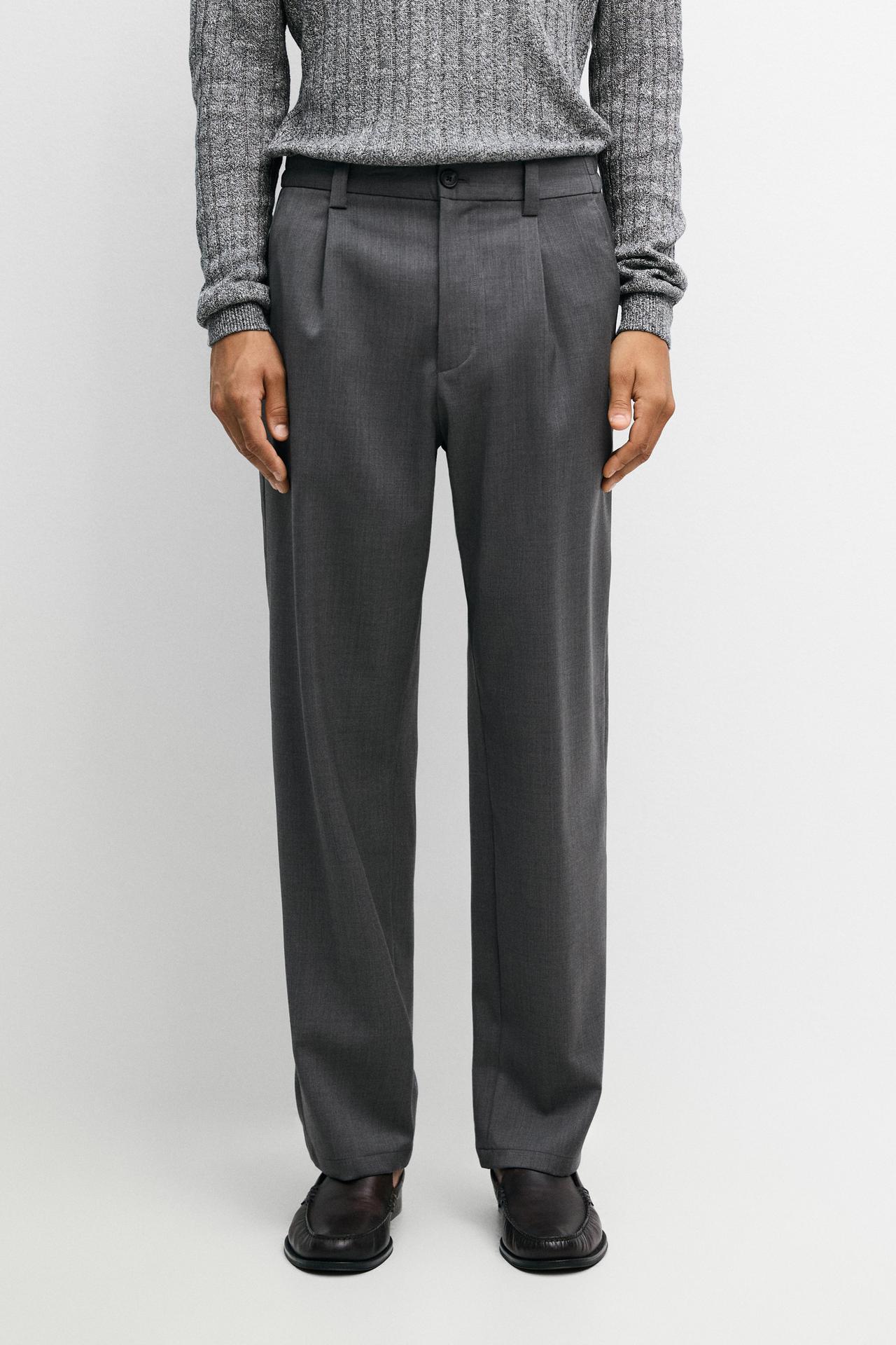 100% wool straight-leg pants — Gray