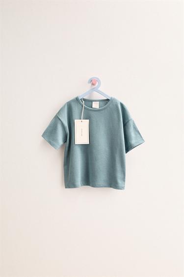 ZARA TIMELESS - BLUZË LISHO PAMBUK LINO - E kaltër e mesme nga Zara