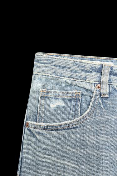 Zara TRF MID-RISE RIPPED BOYFRIEND JEANS - Blue