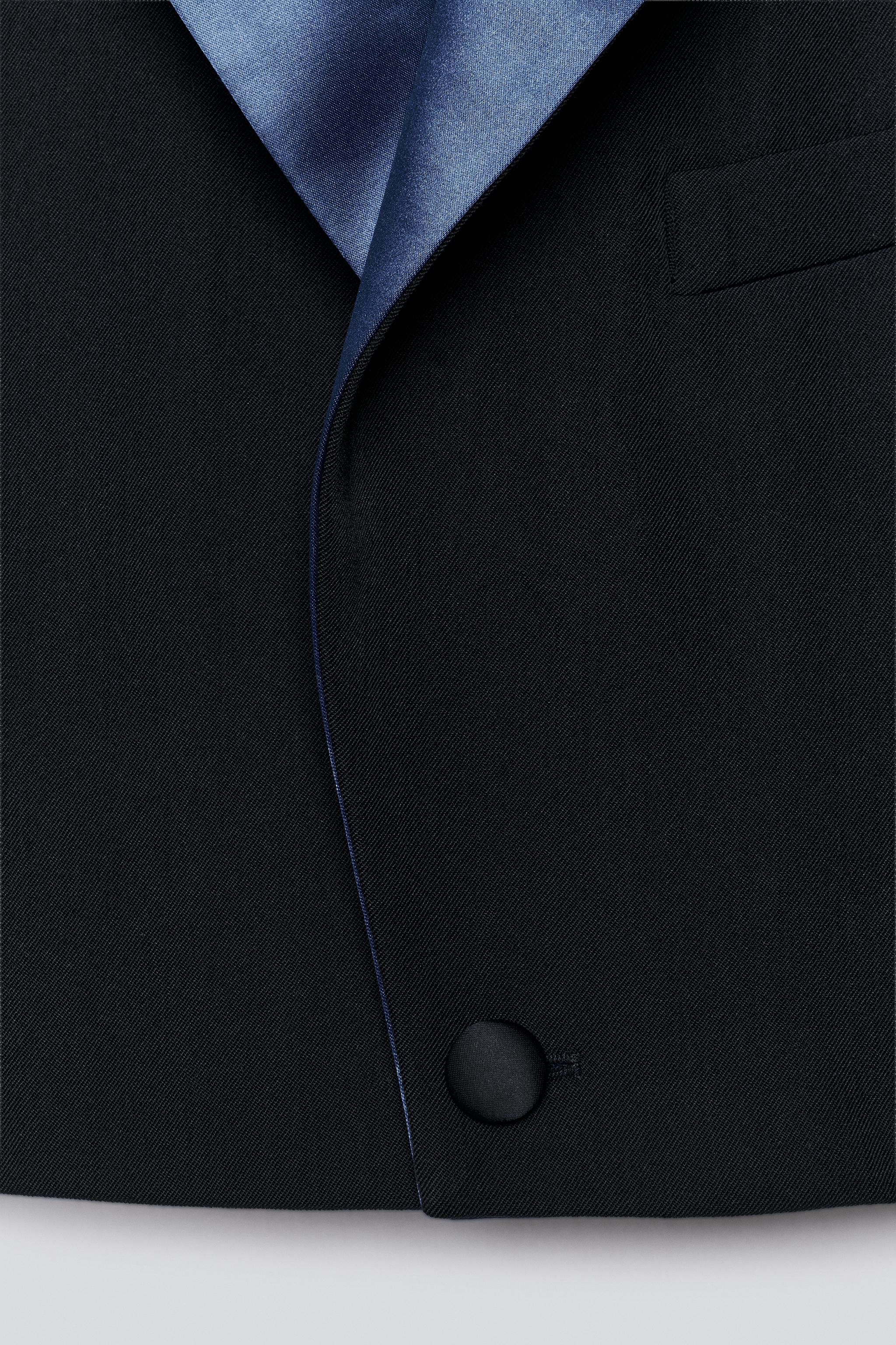 100% WOOL CROPPED TUXEDO BLAZER - thumbnail 6