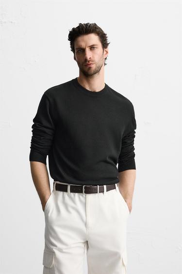 Zara MERINO WOOL SWEATER - Black