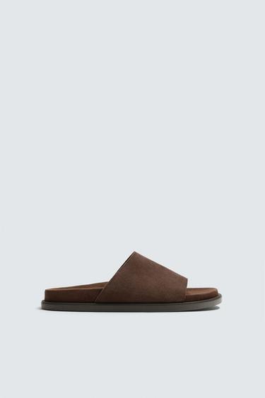 LEATHER SANDALS - Brick by Zara