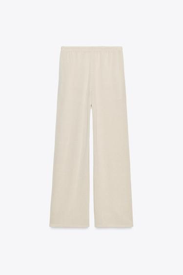 PANTALON EN MAILLE AJOURÉE - Sable de Zara - Image 6