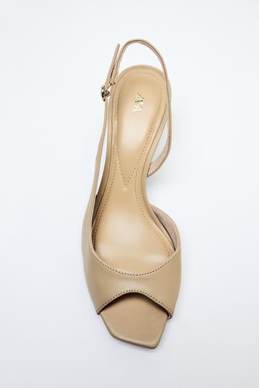 Zara ASYMMETRIC HEELED SANDALS - Off White