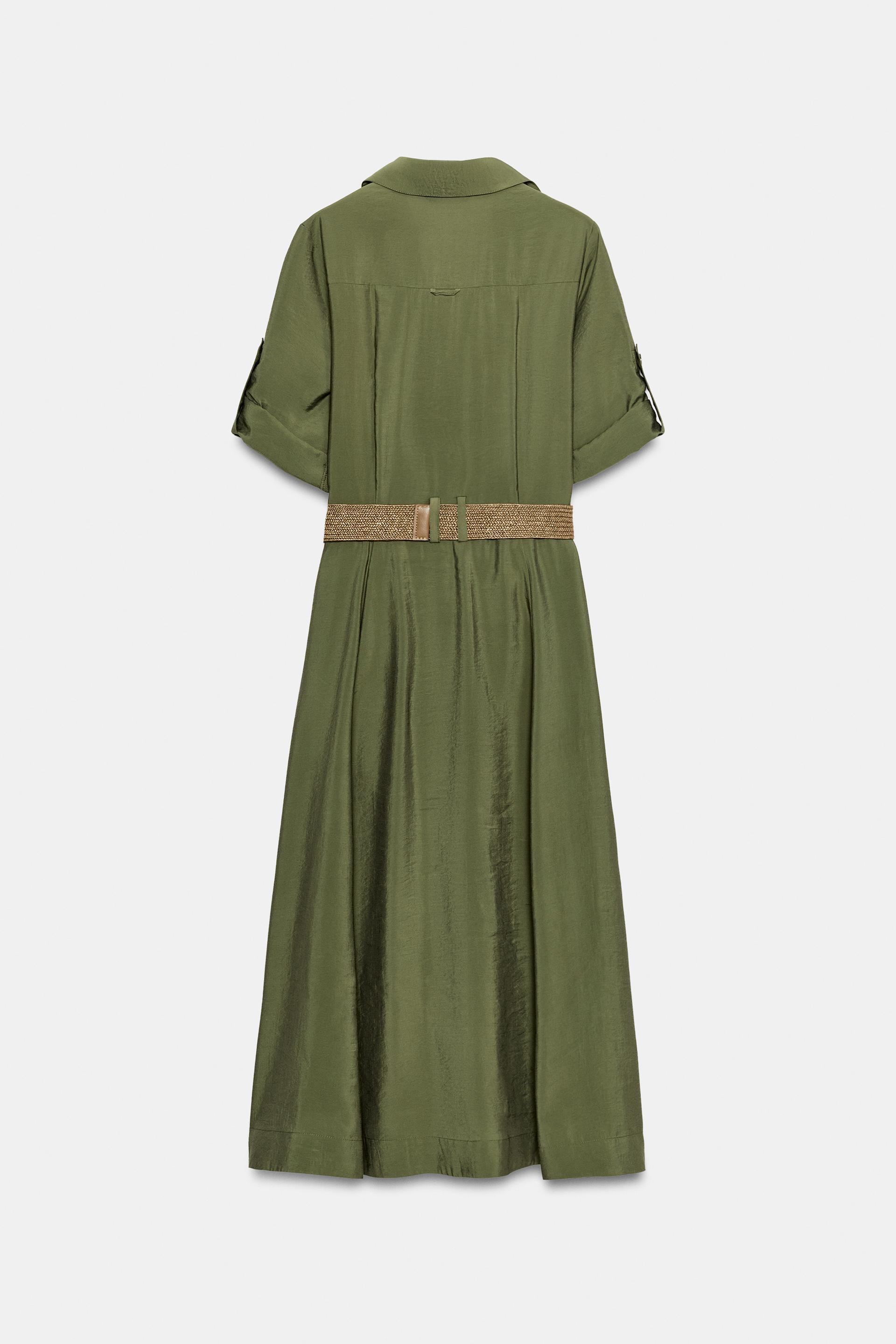 BELTED MIDI SHIRT DRESS thumbnail 9