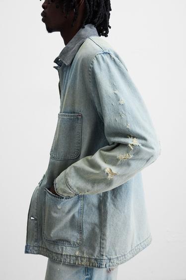 VINTAGE WASHED DENIM OVERSHIRT - Light blue by Zara - Image 4