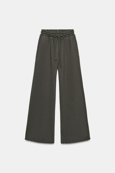 Zara WASHED STAR STUDDED PANTS - Dark brown