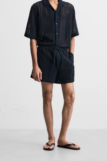 BERMUDA STRUCTURE CROCHET - Bleu marine de Zara - Image 1