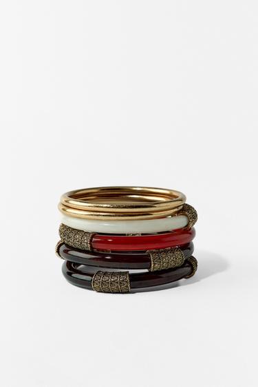 Zara 6-PACK OF COMBINATION RIGID BRACELETS - Golden