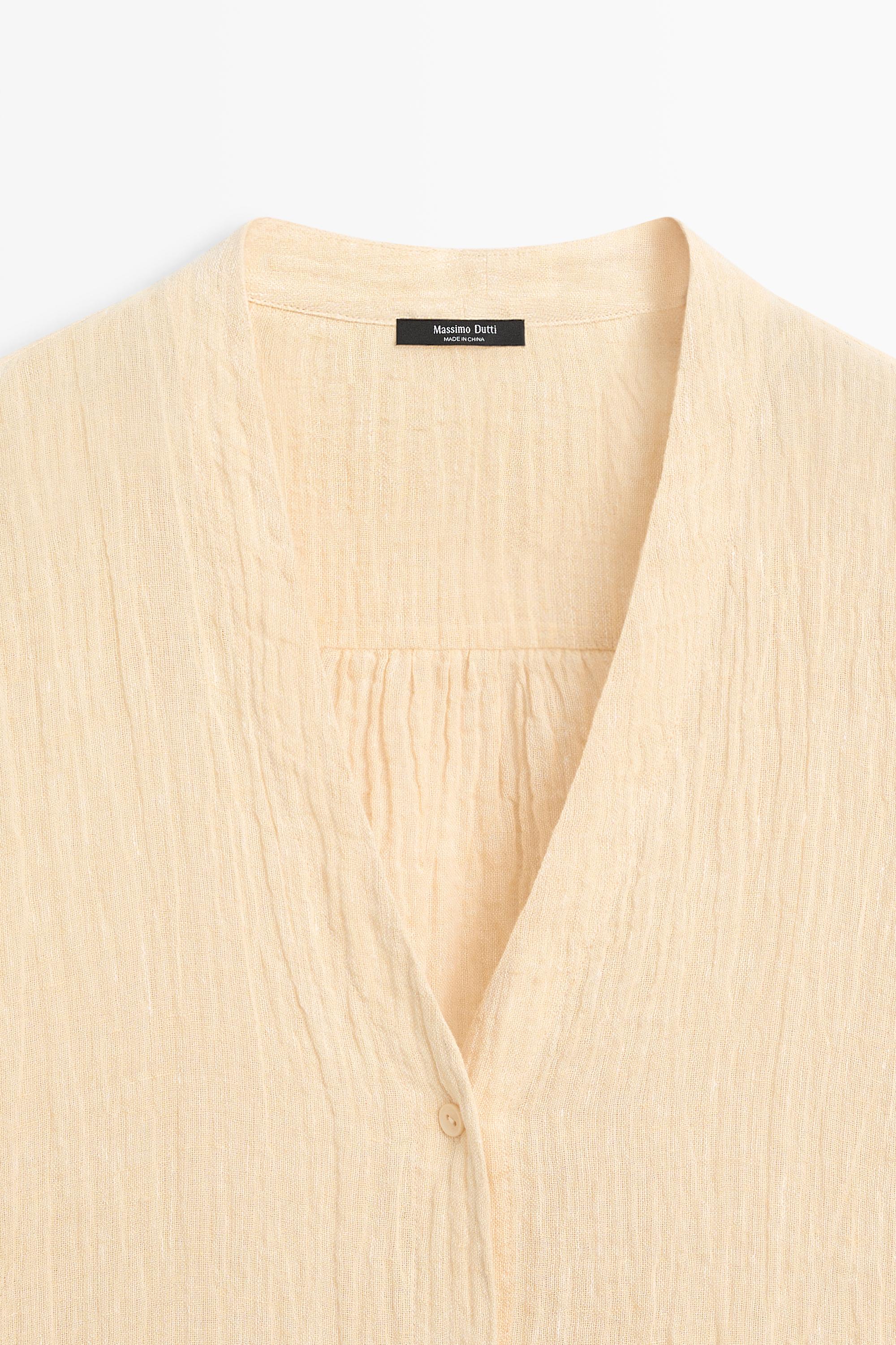 Pleated linen blend shirt