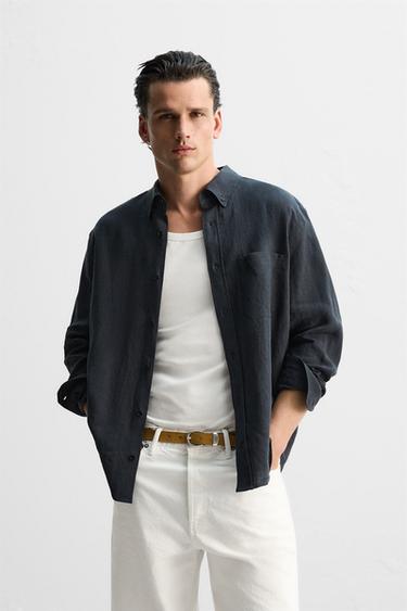 CAMISA 100% LINO LIMITED EDITION - Marino oscuro de Zara