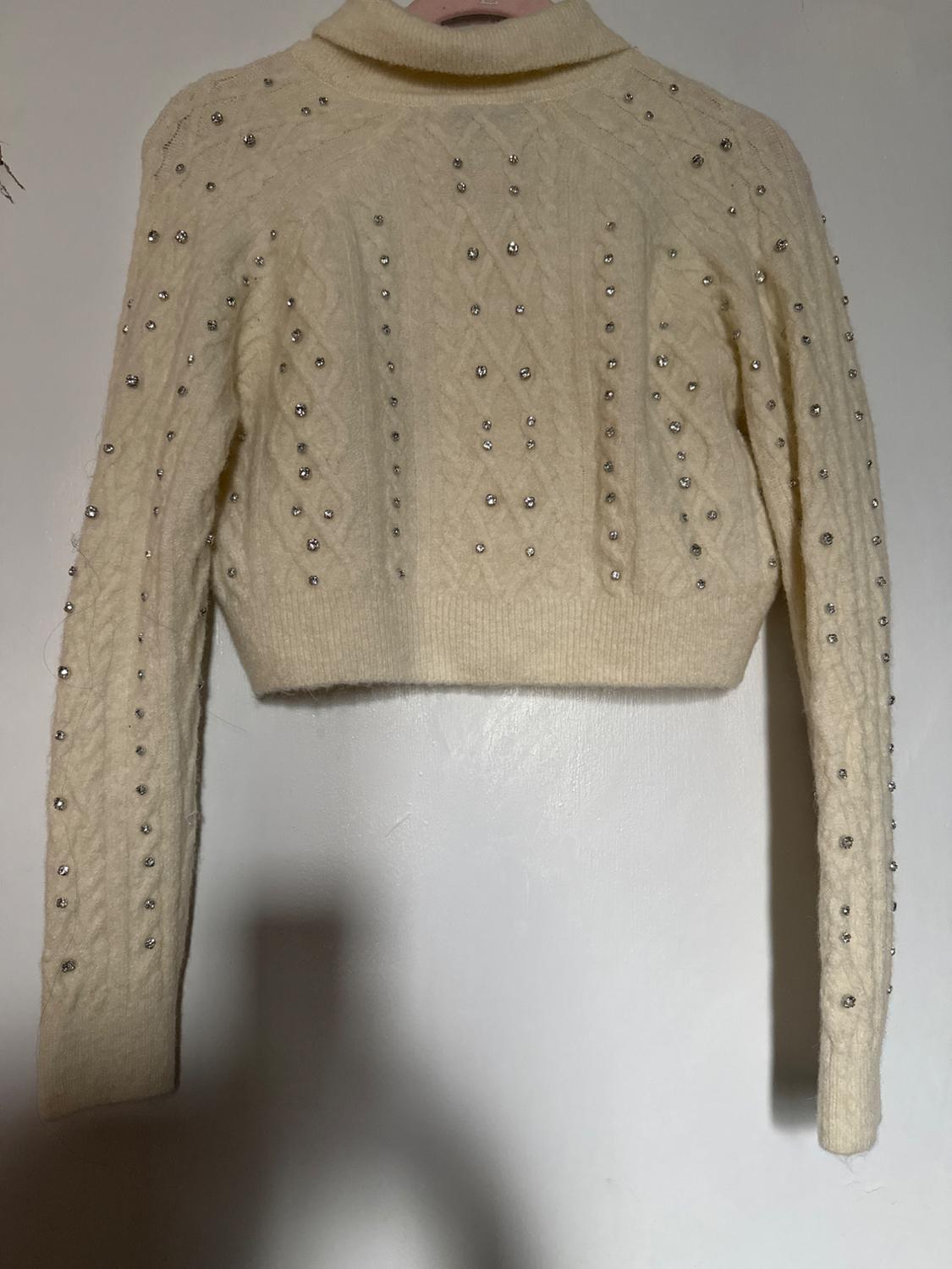BEADED CROP KNIT CARDIGAN - Image 2