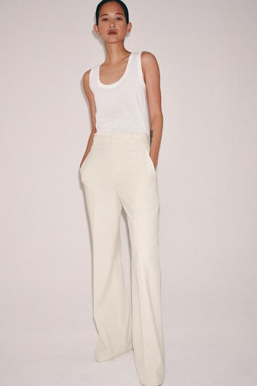 ZW COLLECTION HIGH-WAIST TROUSERS - Ecru by Zara