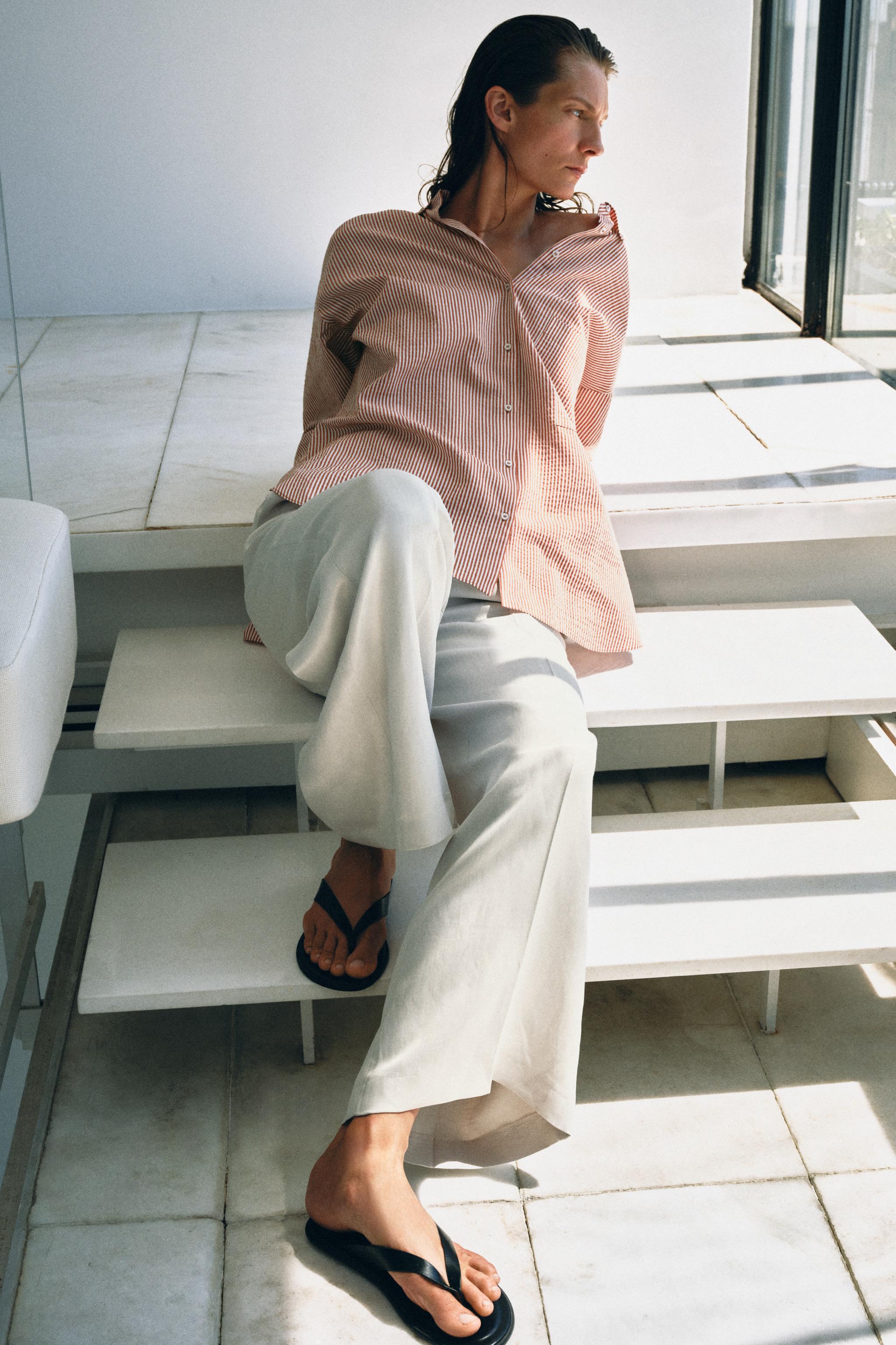BACK BUTTON SHIRT ZW COLLECTION — white-orange