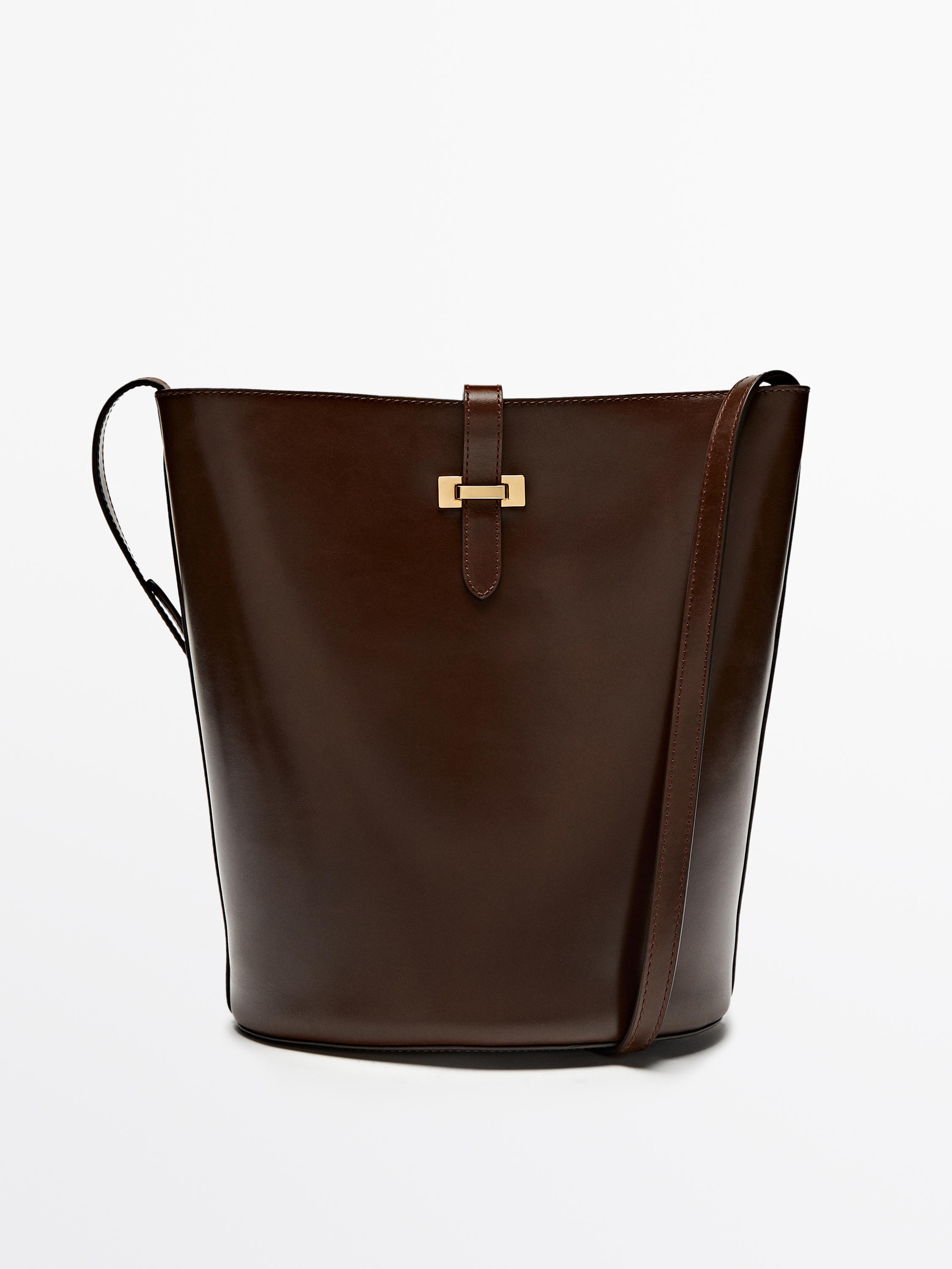 Nappa leather bucket bag with buckle - Leather | ZARA United States