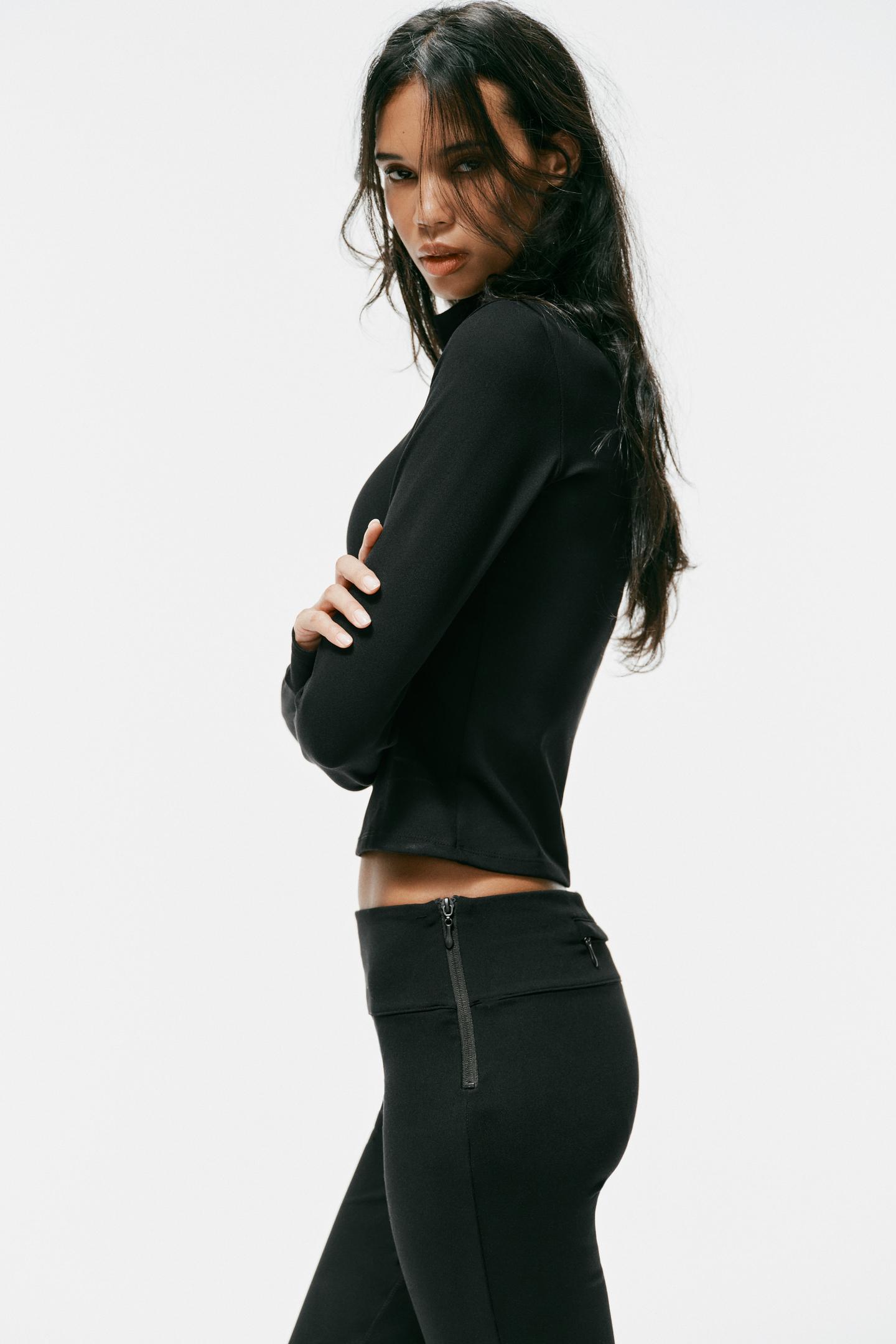 Женские брюки Zara Stretch Flare, цвет: Чёрный — фото 3