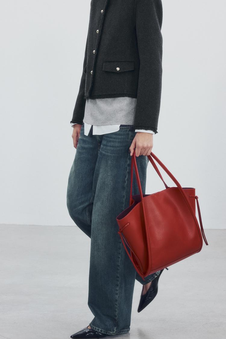 BOW SHOPPER BAG — Red