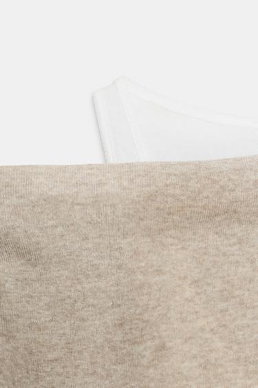 ASYMMETRIC MOCK LAYER T-SHIRT - Sand / Marl by Zara - Image 6