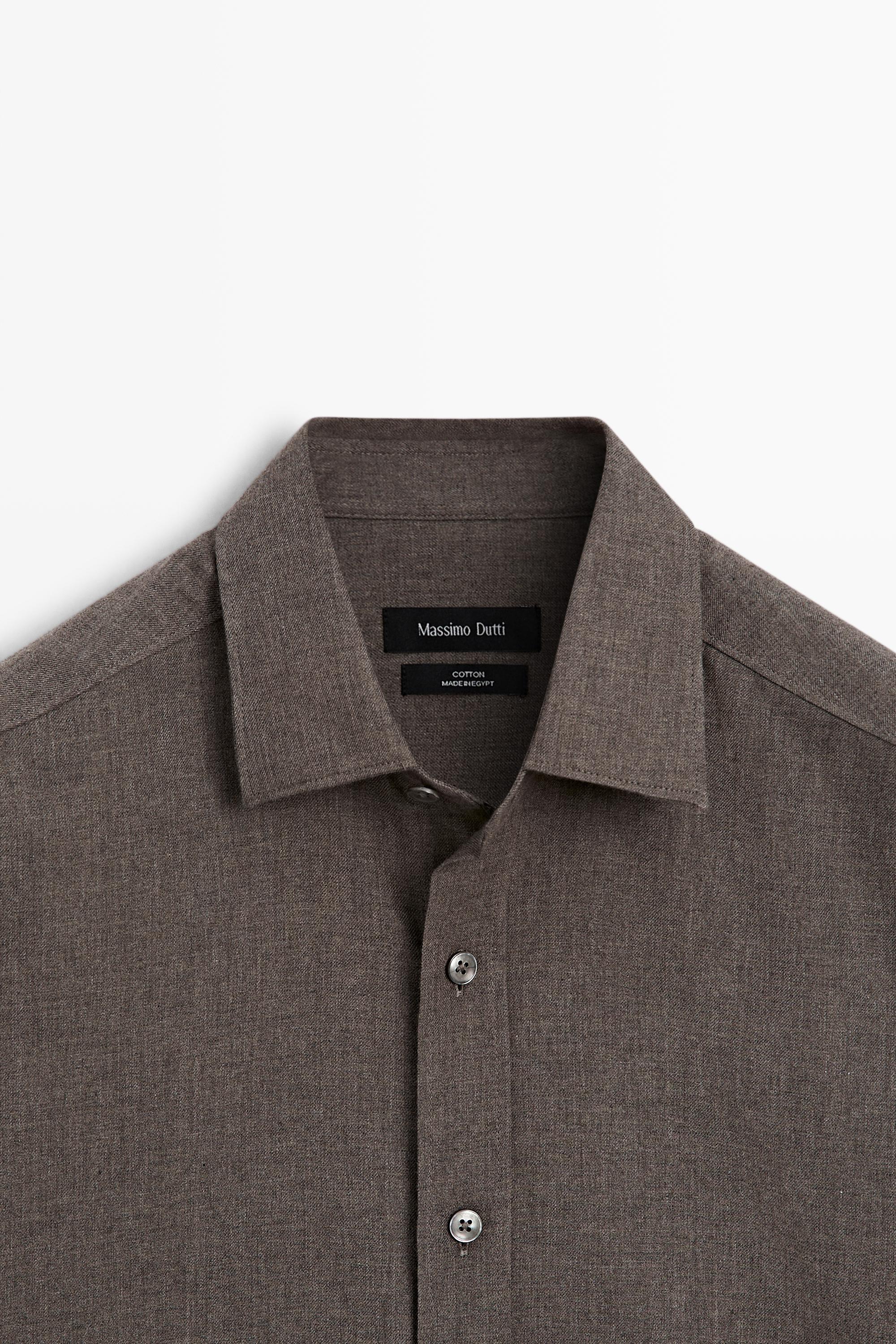100% cotton melange twill regular fit shirt