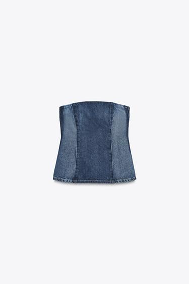 TRF DENIM BANDEAU TOP - Navy blue by Zara - Image 5