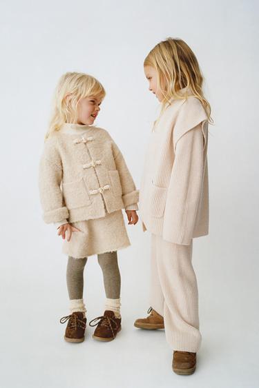 Zara TIMELESZ - WOOL BLEND KNIT SKIRT - Mid-ecru