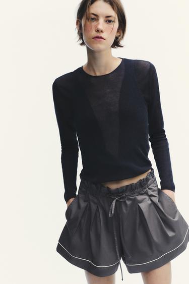 QUẦN SHORT ỐNG RỘNG MAY VIỀN - rửa bằng xăng từ Zara