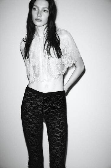LEGGINGS ENCAJE LAZADAS - Negro de Zara