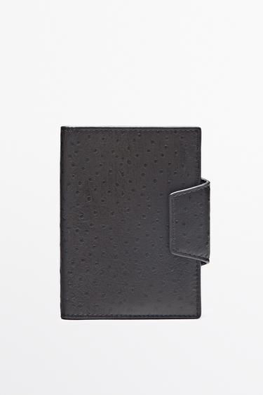 Zara Textured leather passport holder - Brown - Image 0