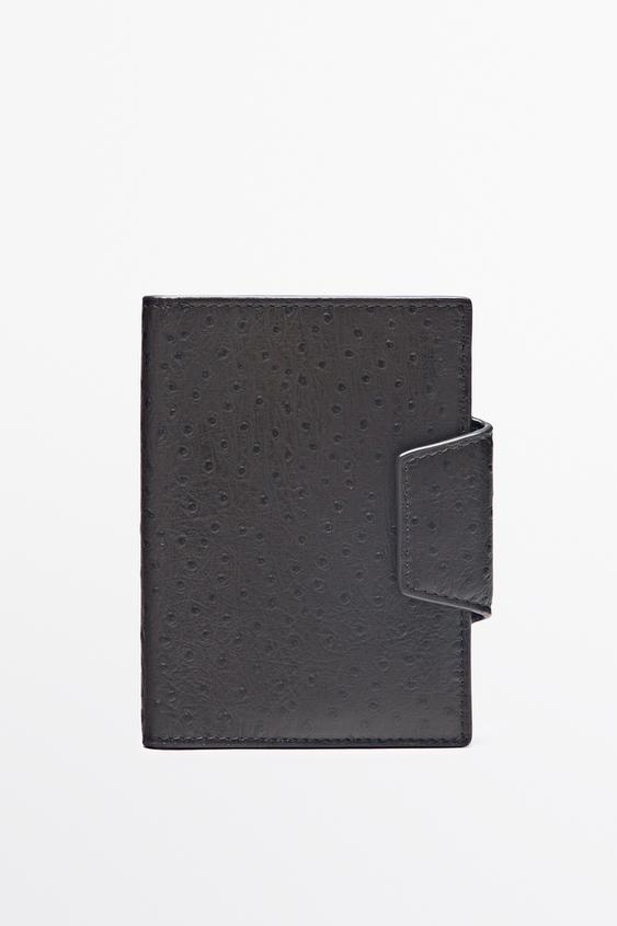Zara Textured leather passport holder - Brown - Image 0