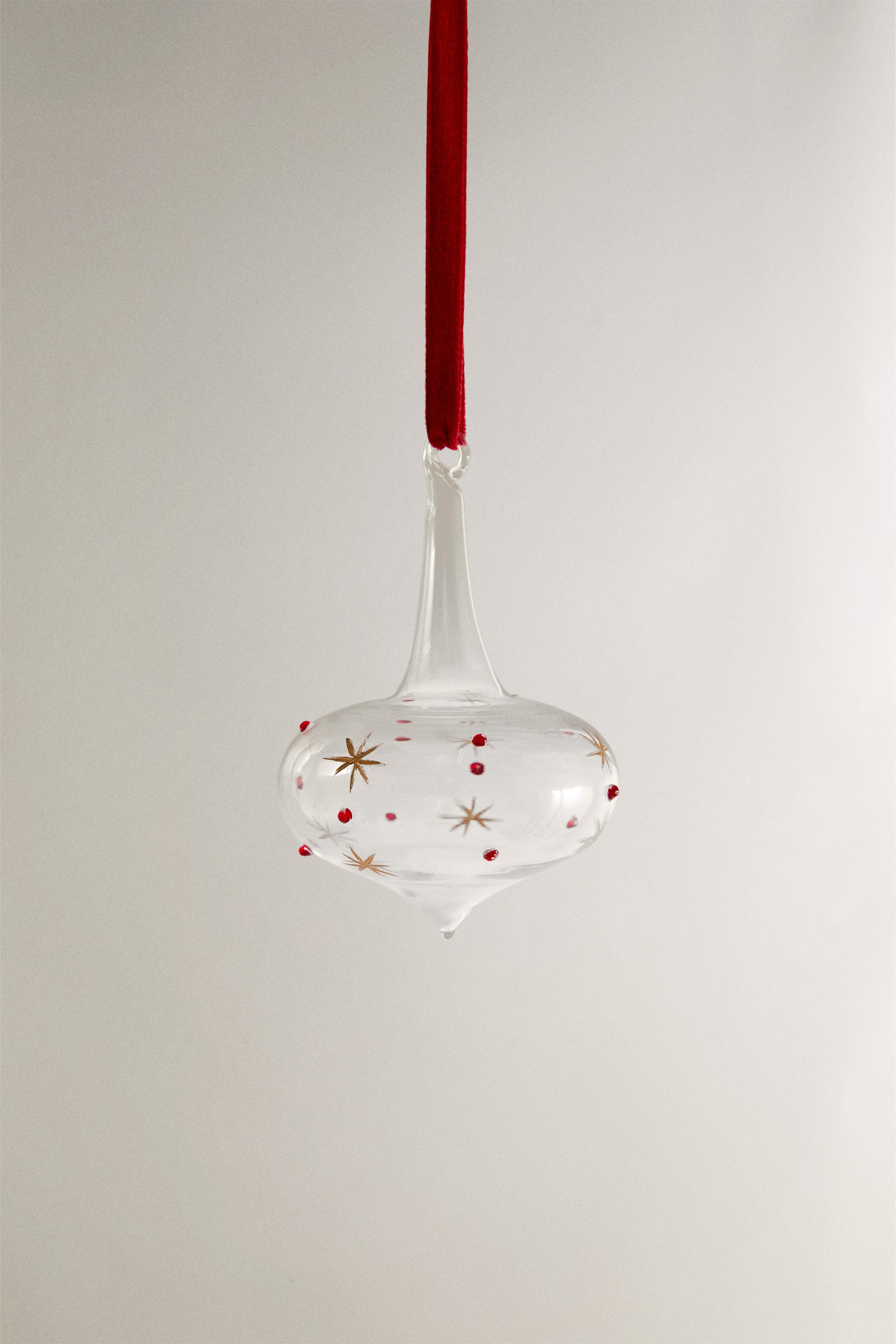 BOROSILICATE GLASS SPINNING TOP CHRISTMAS TREE ORNAMENT