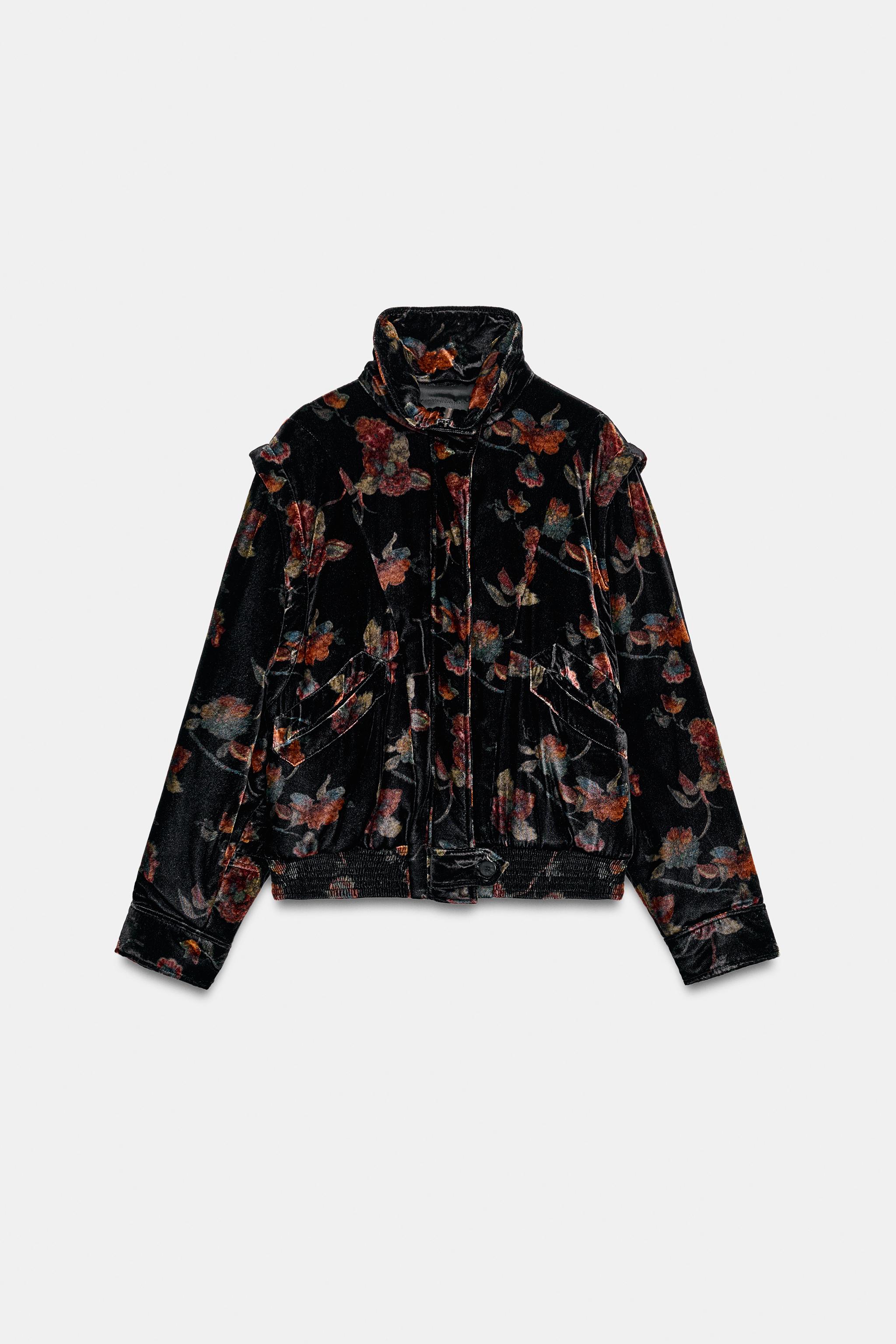 ZW COLLECTION PRINTED FLORAL VELVET BOMBER JACKET