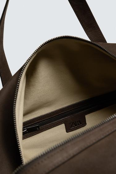 SAC À MAIN EN CUIR - Marron de Zara - Image 3