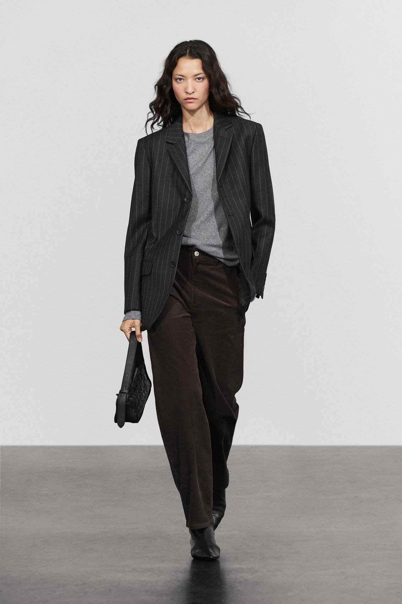 100% wool pinstripe blazer — Gray