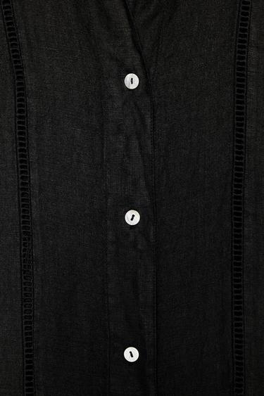 ZW COLLECTION 100% LINEN SHIRT - Black by Zara - Image 6