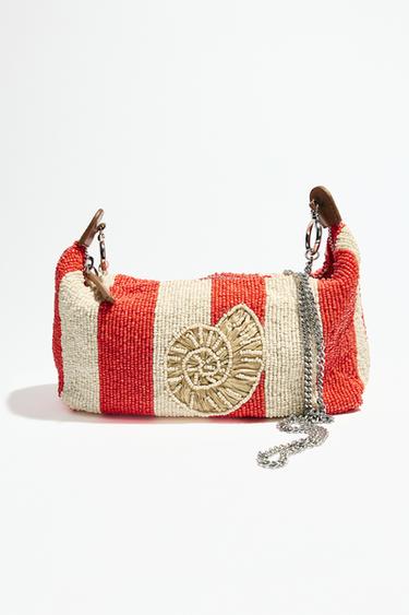 BEADED PALM TREE BAG - Red by Zara