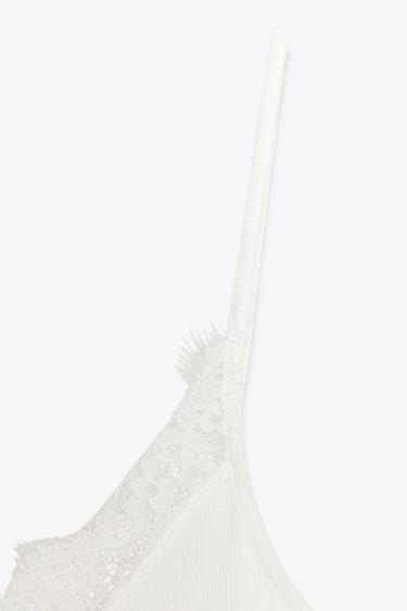 RIBBED LACE-TRIM VEST TOP - Oyster-white by Zara - Image 7