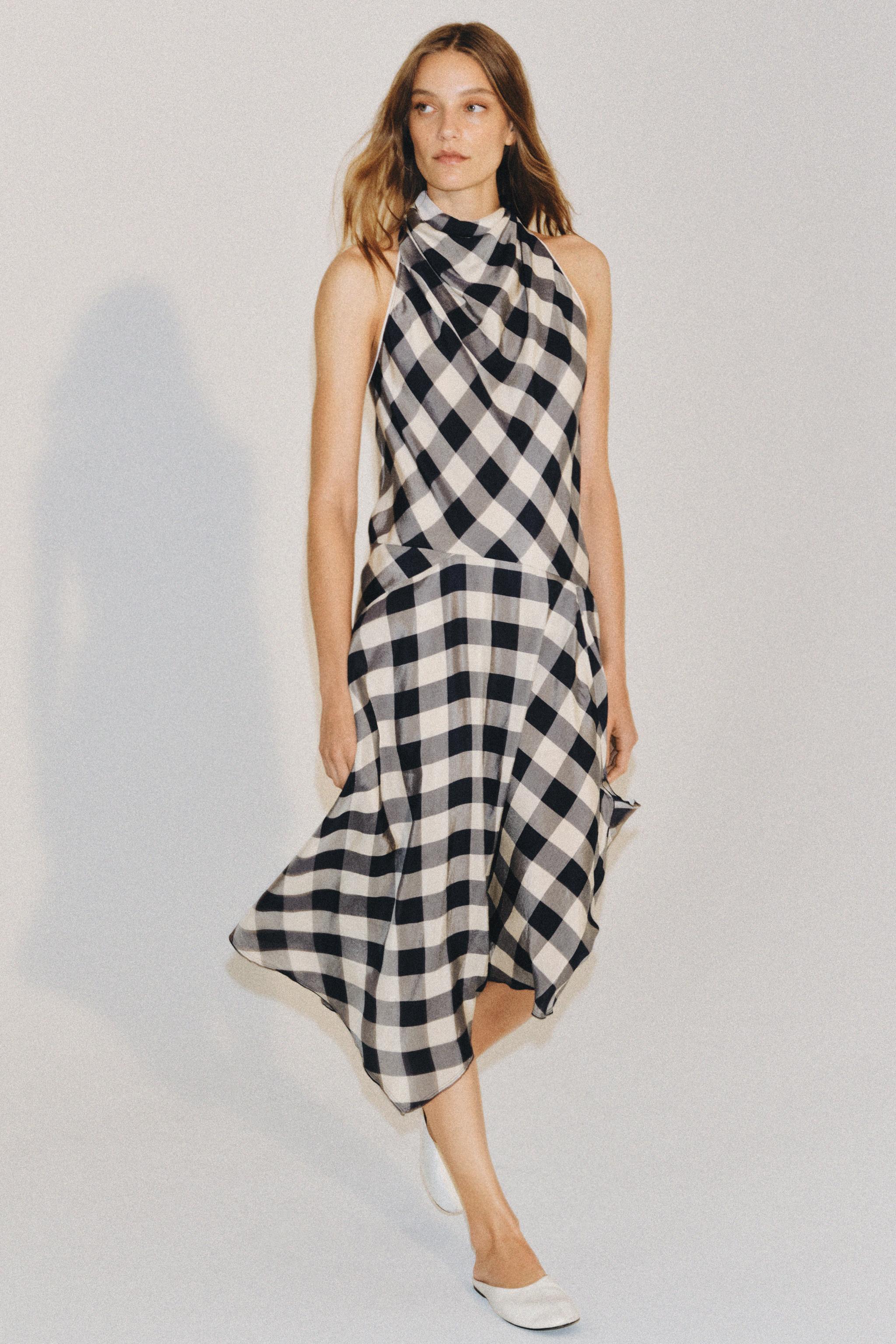 PLAID HALTER DRESS ZW COLLECTION