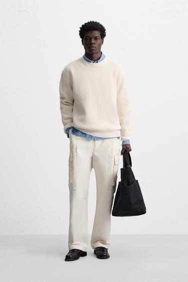 TEXTURED CHECK SWEATER - Ecru by Zara - Image 0
