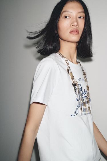 CAMISETA TEXTO - blanco de Zara